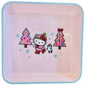Hello Kitty Square Baking Pan 9" Christmas Ice Skates Ceramic Casserole Bakeware